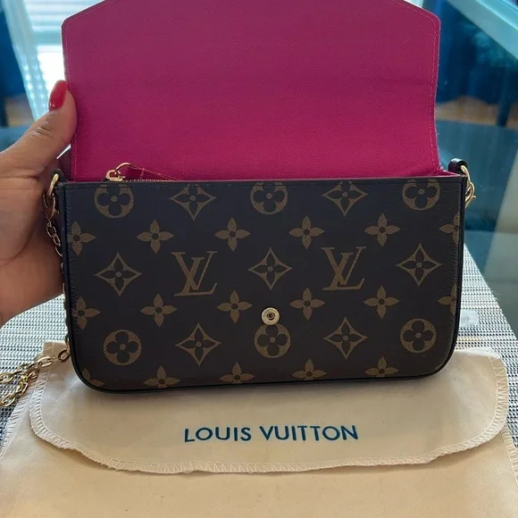 Louis Vuitton Brown Monogram Crossbody Bag with Gold Chain